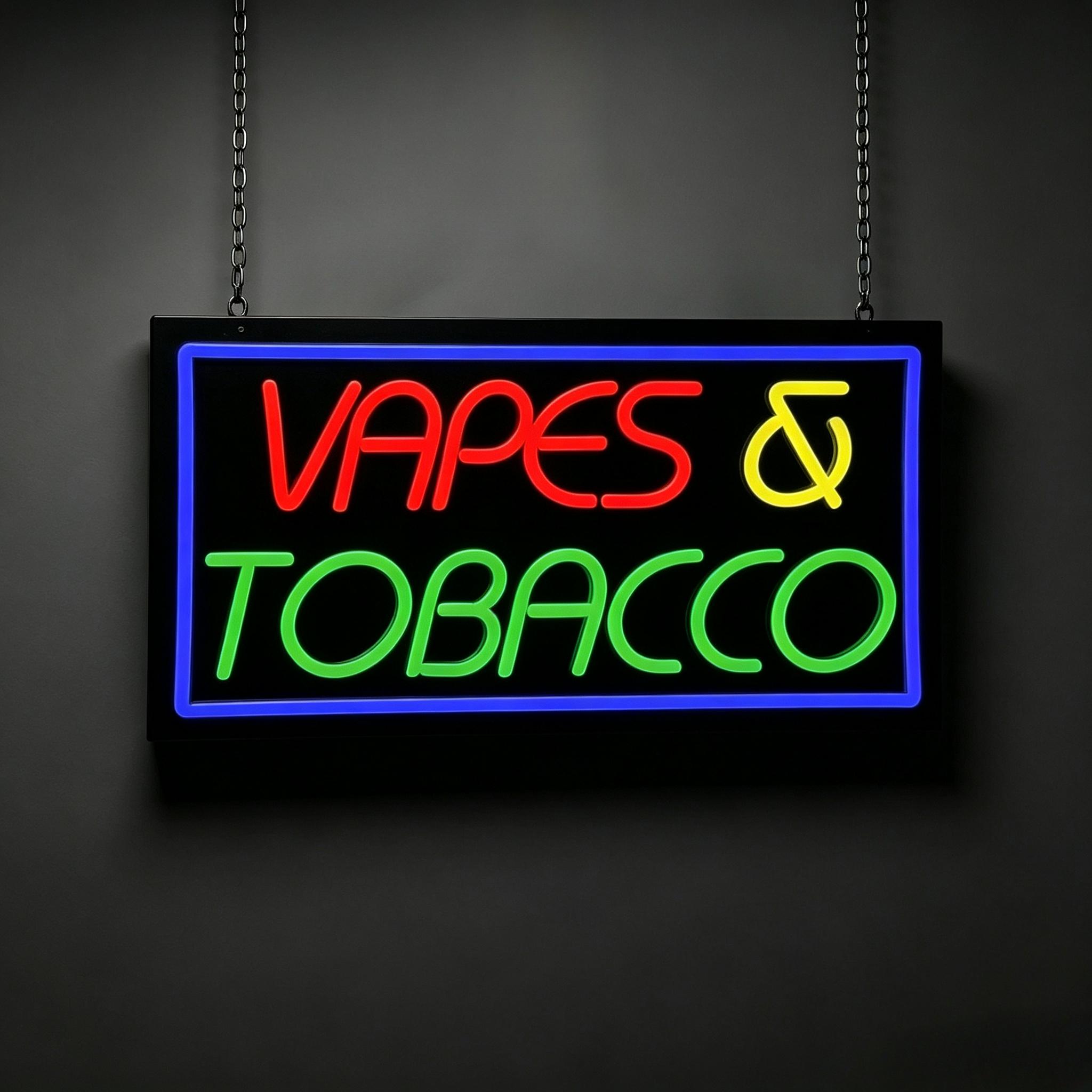 Vaping Store - لافتة نيون للتبغ والفياب، تعمل بمنفذ